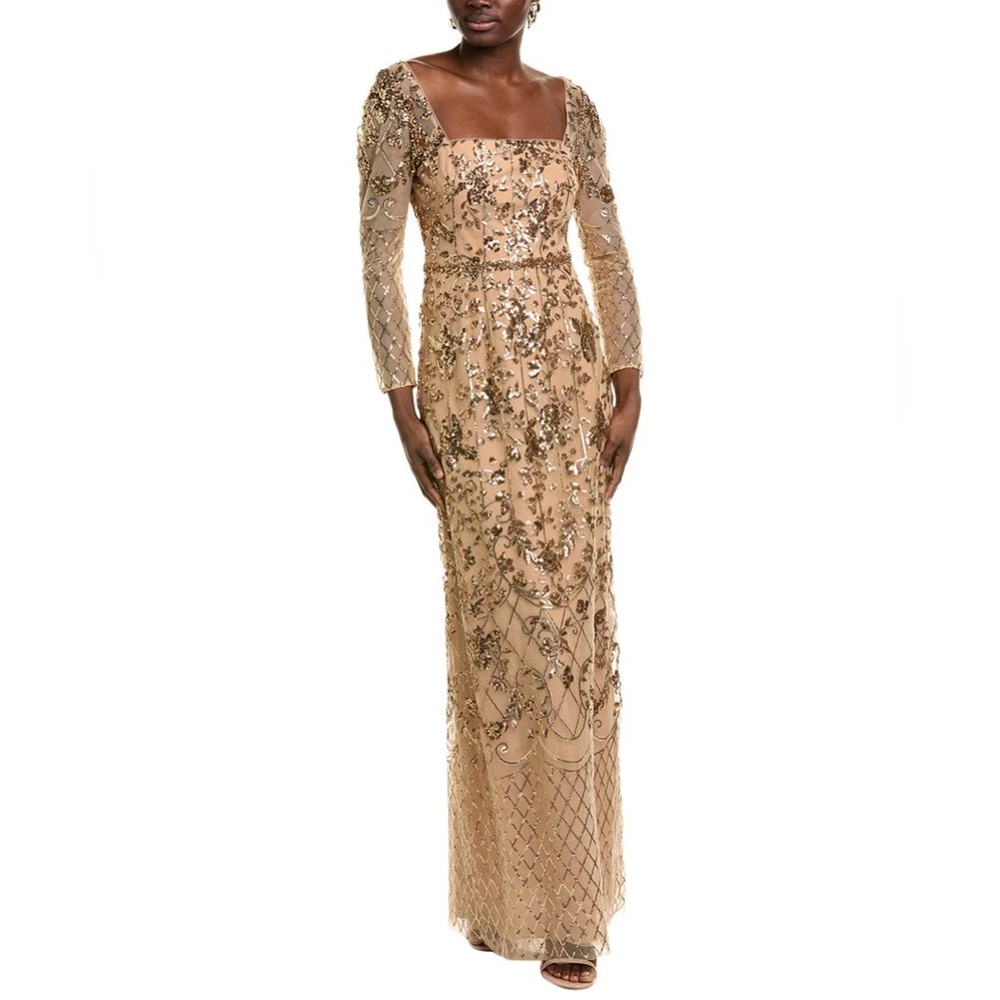 Marchesa Notte Long Sleeve Sequinned‎ Gown Size 6
